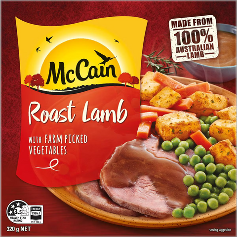 Mccain Dinner Roast Lamb Frozen Meal 320g