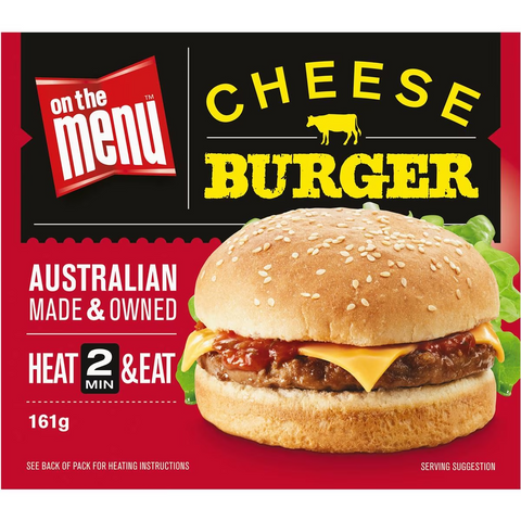 On The Menu Ready Go Eat Burgers Cheese Frozen Meal 161g