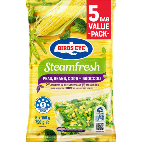 Birds Eye Steam Fresh Peas Beans Broccoli Corn Mix 750g