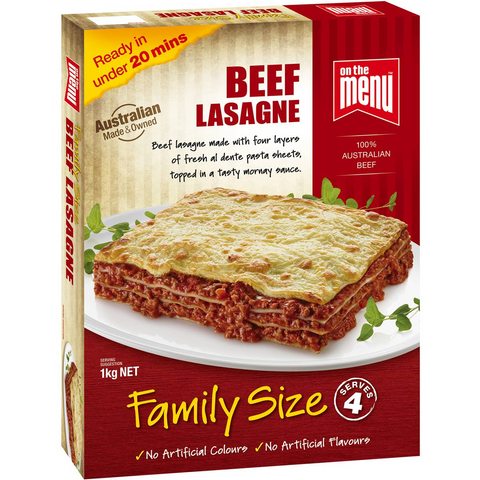 On The Menu Beef Lasagne 1kg