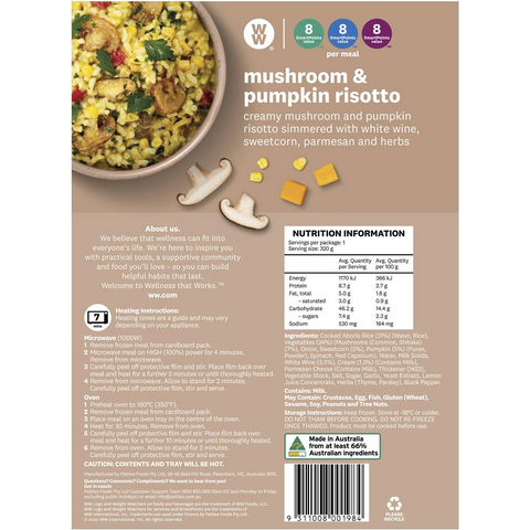 Weight Watchers Classic Mushroom & Pumpkin Risotto Frozen Meal 320g