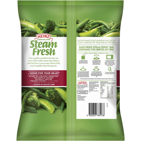 Heinz Steam Fresh Vegetables Frozen Veg Beans Broccoli Peas 450g