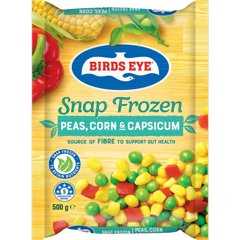 Birds Eye Snap Frozen Mixed Vegetables Peas, Corn & Capsicum 500g