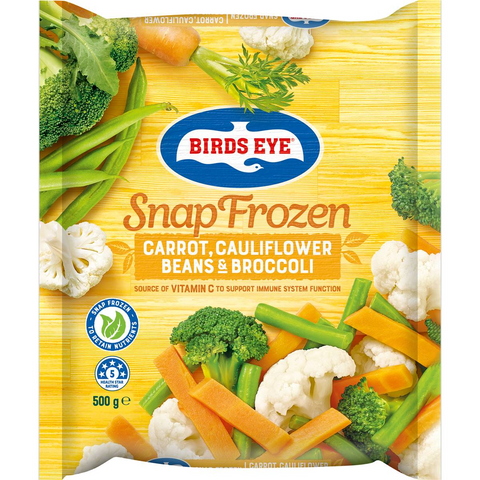 Birds Eye Snap Frozen Carrot Cauliflower Beans & Broccoli 500g