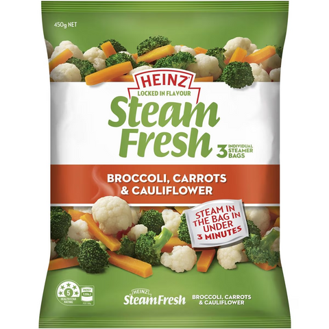 Heinz Steam Fresh Vegetables Frozen Broccoli Carrot Cauliflower 450g