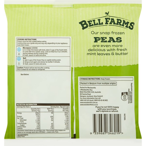 Bell Farms Frozen Baby Peas 500g