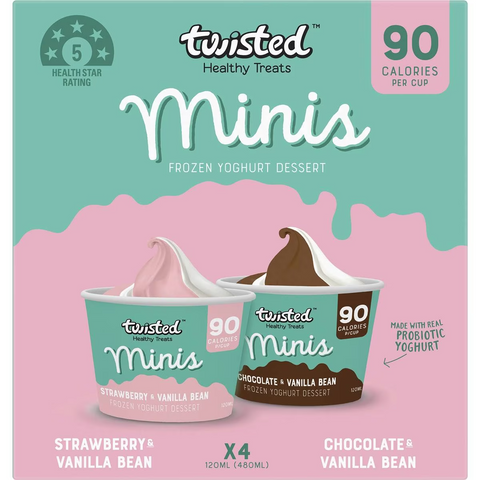 Twisted Minis Frozen Yoghurt Dessert Assorted 4 Pack