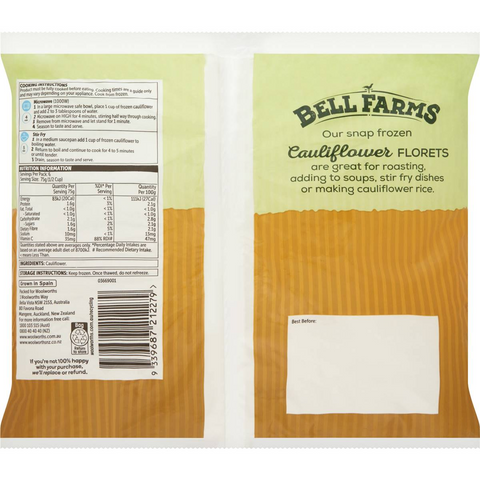 Bell Farms Snap Frozen Cauliflower Florets 500g