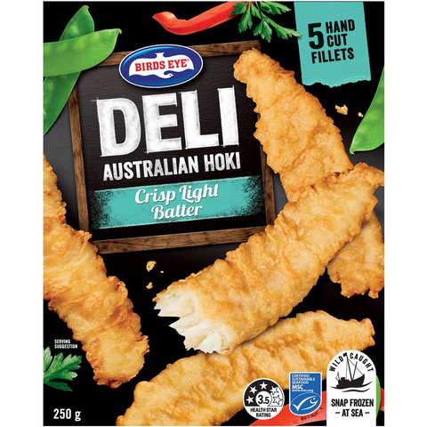 Birds Eye Deli Hoki Fillets Lightly Battered 250g