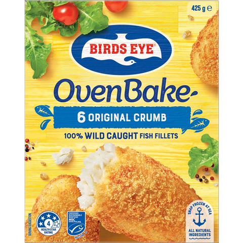 Birds Eye Oven Bake Crumbed Wild Caught Fish Fillets 425g