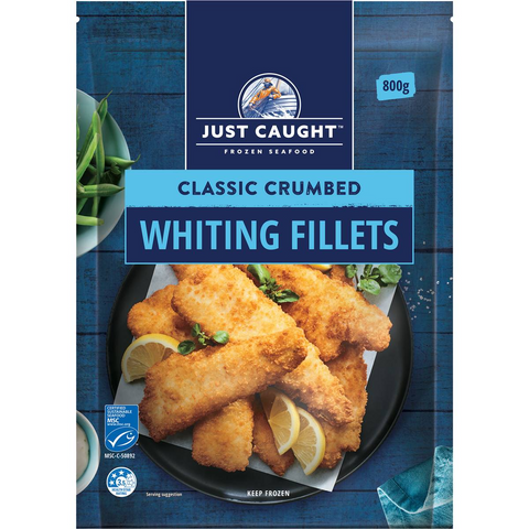 Just Caught Classic Crumbed Whiting Fillets 800g