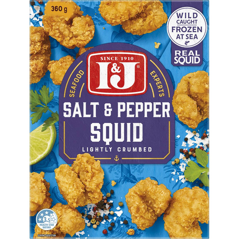 I&j Wild Caught Salt & Pepper Squid Bites Lightly Crumbed 360g