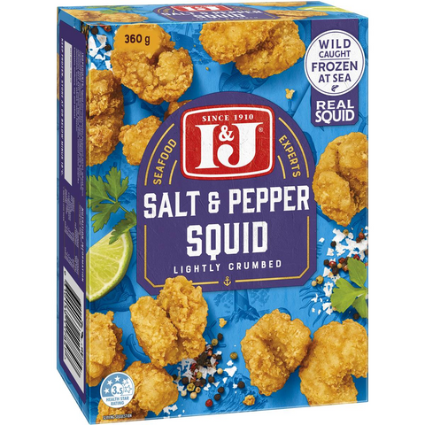 I&j Wild Caught Salt & Pepper Squid Bites Lightly Crumbed 360g