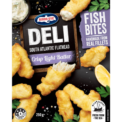 Birds Eye Deli Flathead Fish Bites Crisp Light Batter 250g