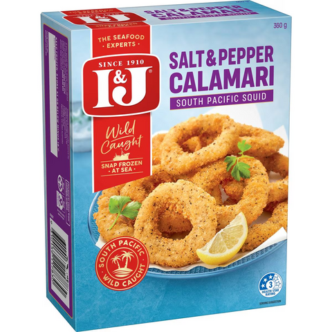 I&j Wild Caught Salt & Pepper Calamari Rings Lightly Crumbed 360g