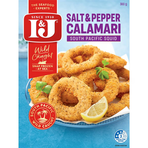 I&j Wild Caught Salt & Pepper Calamari Rings Lightly Crumbed 360g