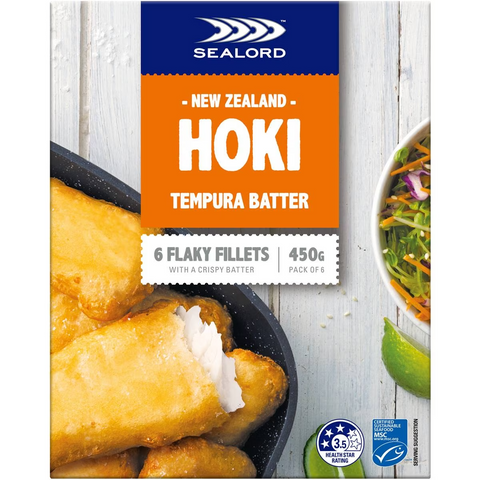 Sealord Hoki Fillets Tempura Battered 450g