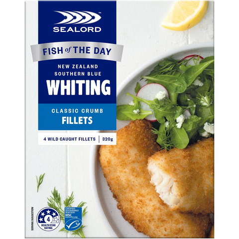 Sealord Fish Of The Day Whiting Classic Crumb Fillets 4 Pack