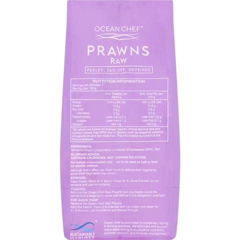 Ocean Chef Peeled Tail Off & Deveined Raw Prawns 500g