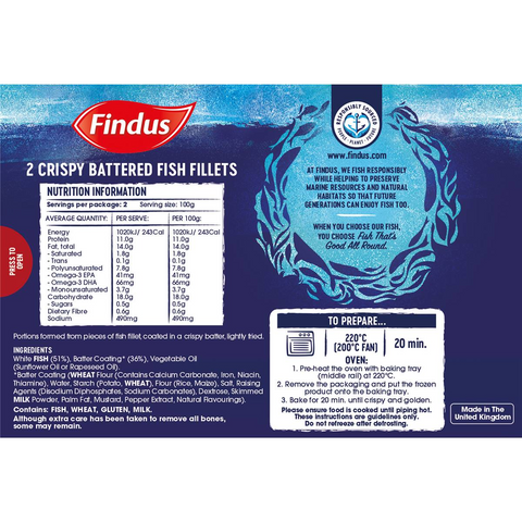 Findus Battered Fish Fillets 200g