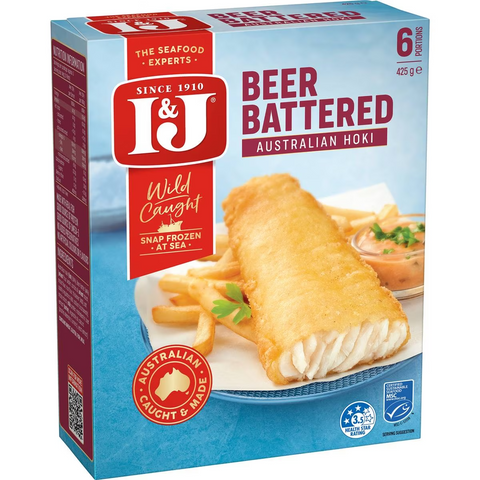 I&j Wild Caught Australian Hoki Beer Battered 425g