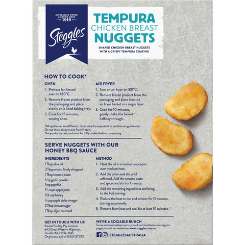 Steggles Chicken Breast Nuggets Tempura 400g