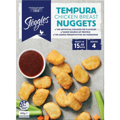 Steggles Chicken Breast Nuggets Tempura 400g