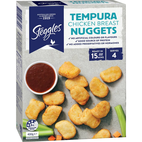 Steggles Chicken Breast Nuggets Tempura 400g