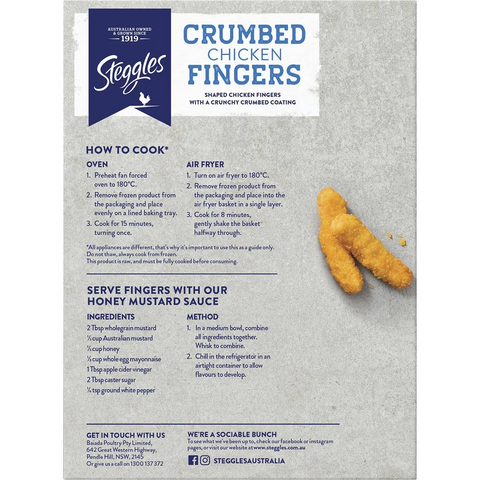 Steggles Chicken Fingers Crumbed 400g