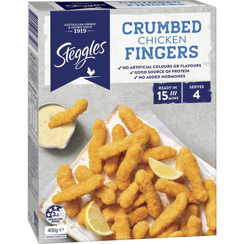 Steggles Chicken Fingers Crumbed 400g