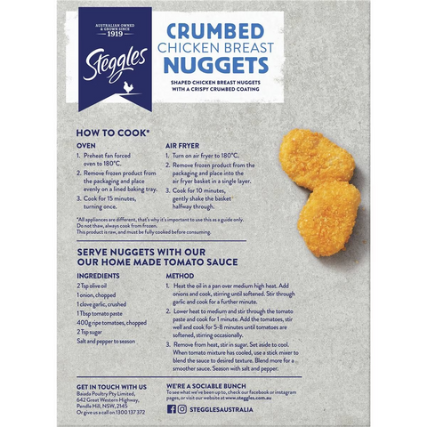 Steggles Chicken Breast Nuggets Crumbed 400g