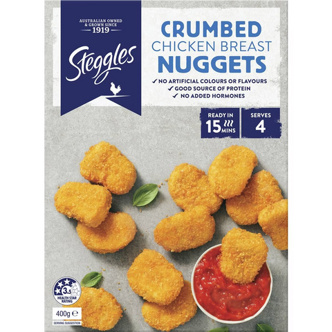 Steggles Chicken Breast Nuggets Crumbed 400g