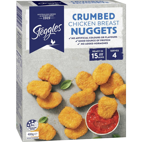 Steggles Chicken Breast Nuggets Crumbed 400g