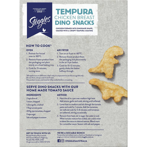 Steggles Chicken Breast Dino Snacks Tempura 400g