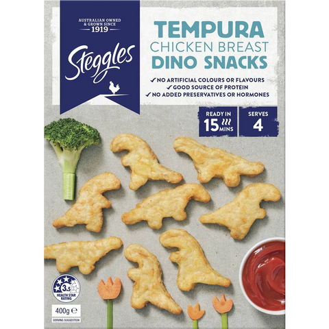 Steggles Chicken Breast Dino Snacks Tempura 400g