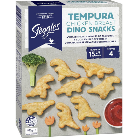 Steggles Chicken Breast Dino Snacks Tempura 400g