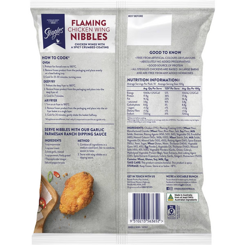 Steggles Chicken Wing Nibbles Flaming 1kg