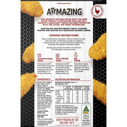 Ingham's Frozen Airmazing Chicken Tenders Less Fat 400g