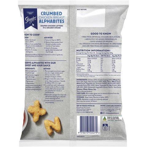 Steggles Chicken Breast Alphabites Crumbed 1kg