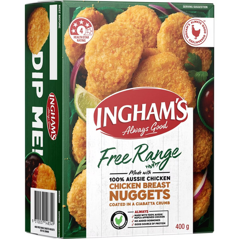 Ingham's Free Range Chicken Breast Ciabatta Nuggets 400g