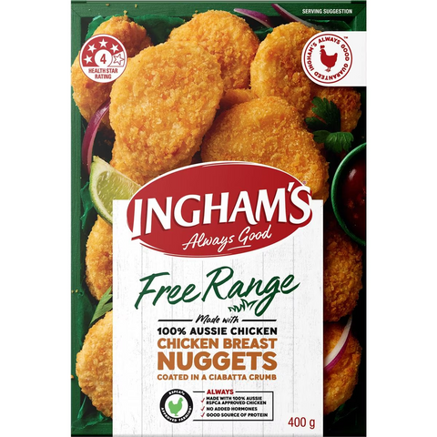 Ingham's Free Range Chicken Breast Ciabatta Nuggets 400g