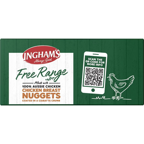 Ingham's Free Range Chicken Breast Ciabatta Nuggets 400g