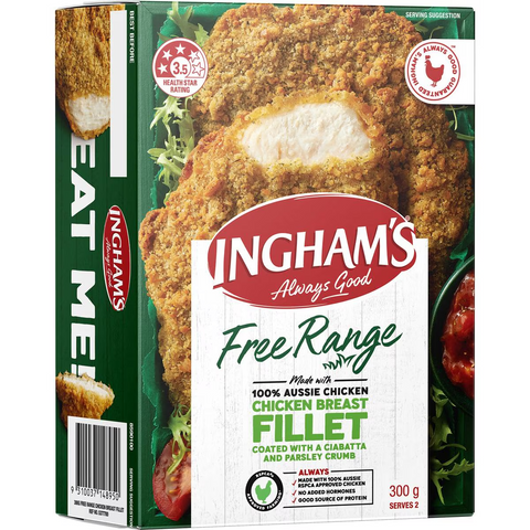 Ingham's Free Range Chicken Breast Ciabatta Parsley Crumb Frozen 300g