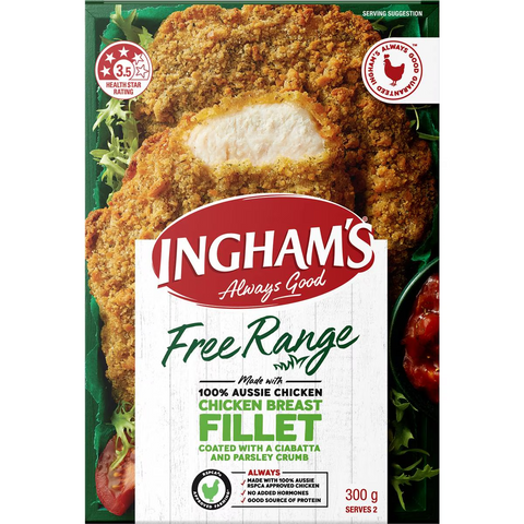 Ingham's Free Range Chicken Breast Ciabatta Parsley Crumb Frozen 300g