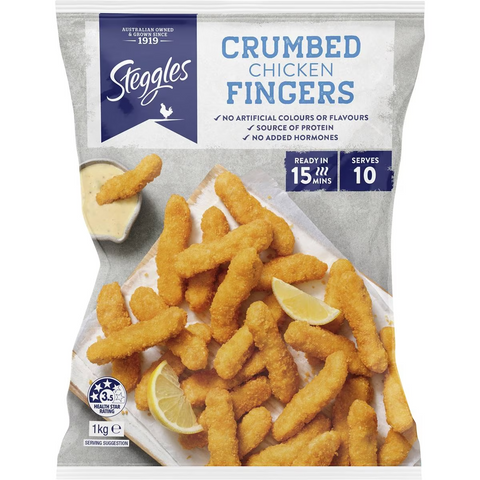 Steggles Chicken Fingers Crumbed 1kg