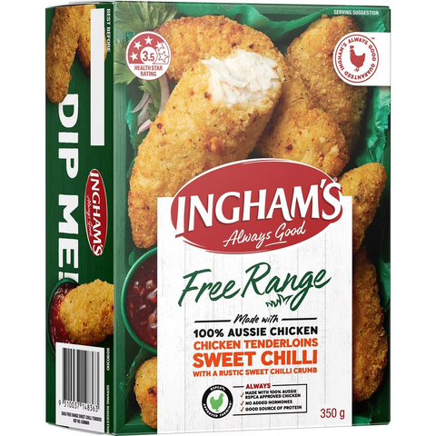 Ingham's Free Range Chicken Tenderloins Sweet Chilli Frozen 350g