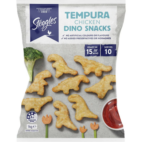 Steggles Chicken Dino Snacks Tempura 1kg