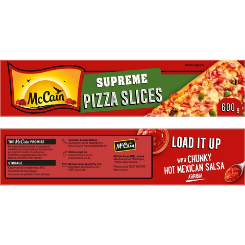 Mccain Frozen Pizza Slices Supreme 600g