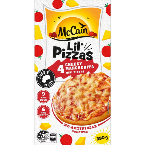 Mccain Lil Pizzas Snacks Cheesy Margherita 4 Pack