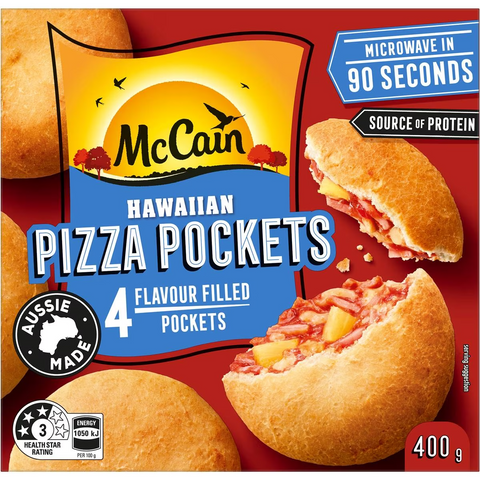 Mccain Pizza Pocket Snacks Hawaiian 4 Pack